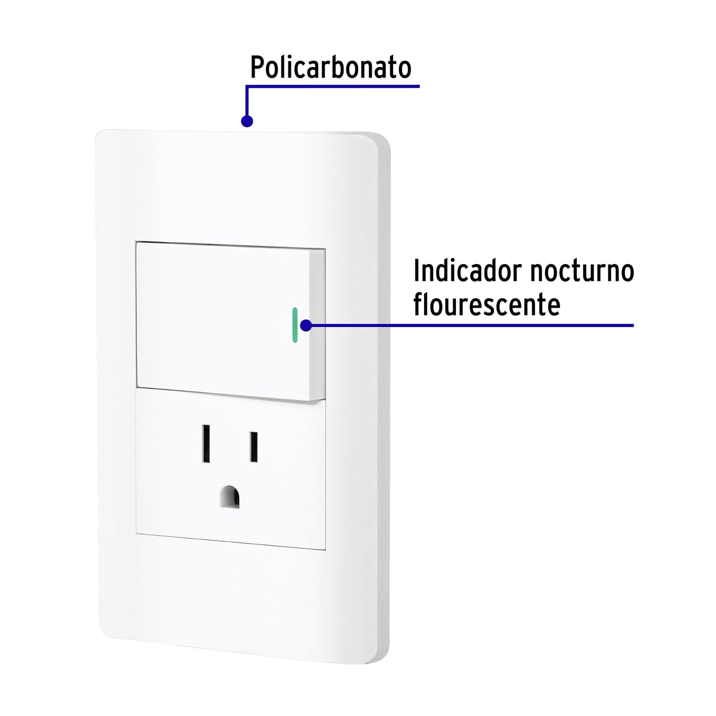 Placa armada blanca interruptor y contacto 1.5 mód, Lisboa | PA-APCO15-LB | 47966