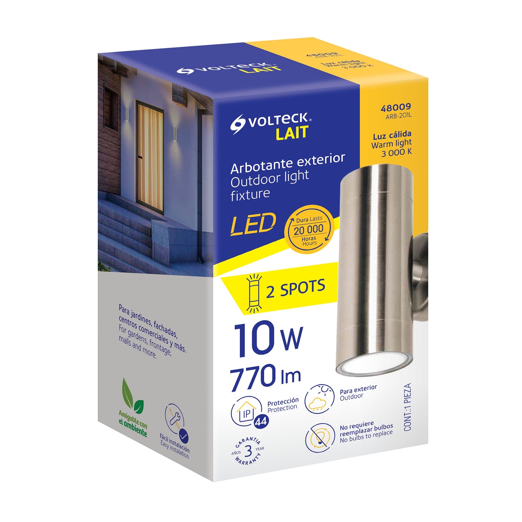 Arbotante satín de LED 10 W de acento 2 spots luz cálida | ARB-201L | 48009