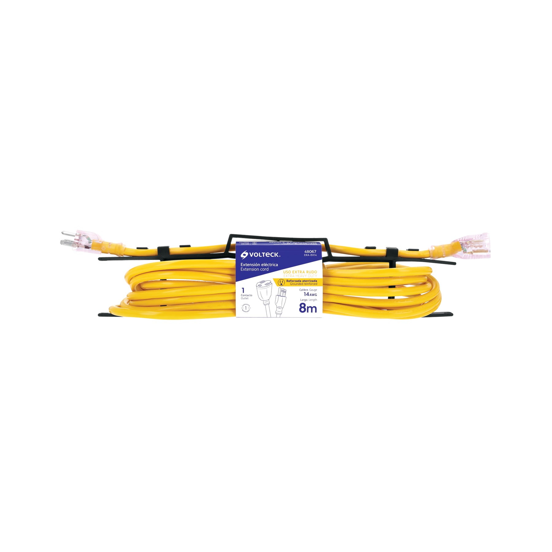 Extensión reforzada aterrizada 8 m 3x14 AWG, Volteck | ERA-8X14 | 48067
