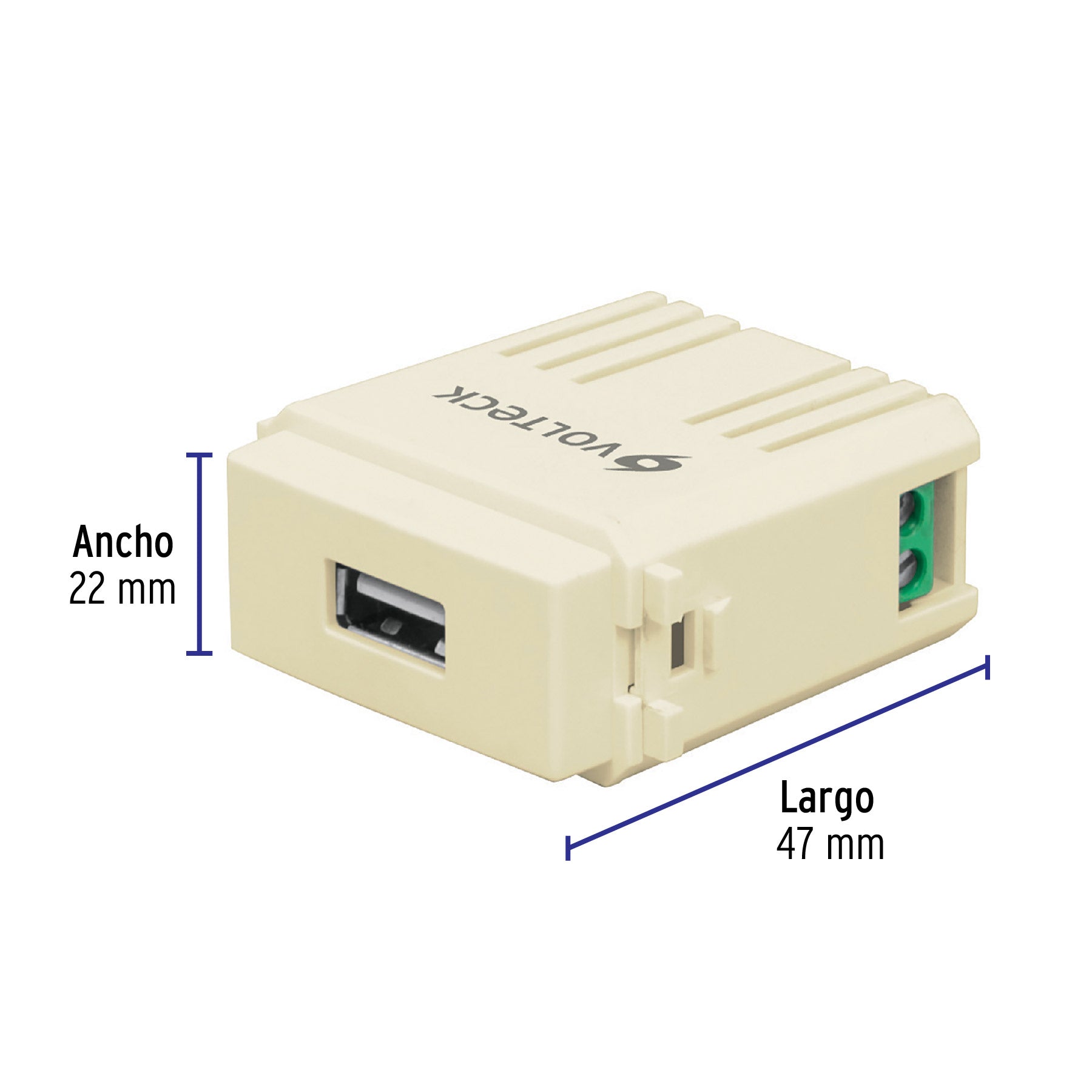 Módulo puerto USB, línea Italiana, color marfil, Volteck | CUSB-I | 48108