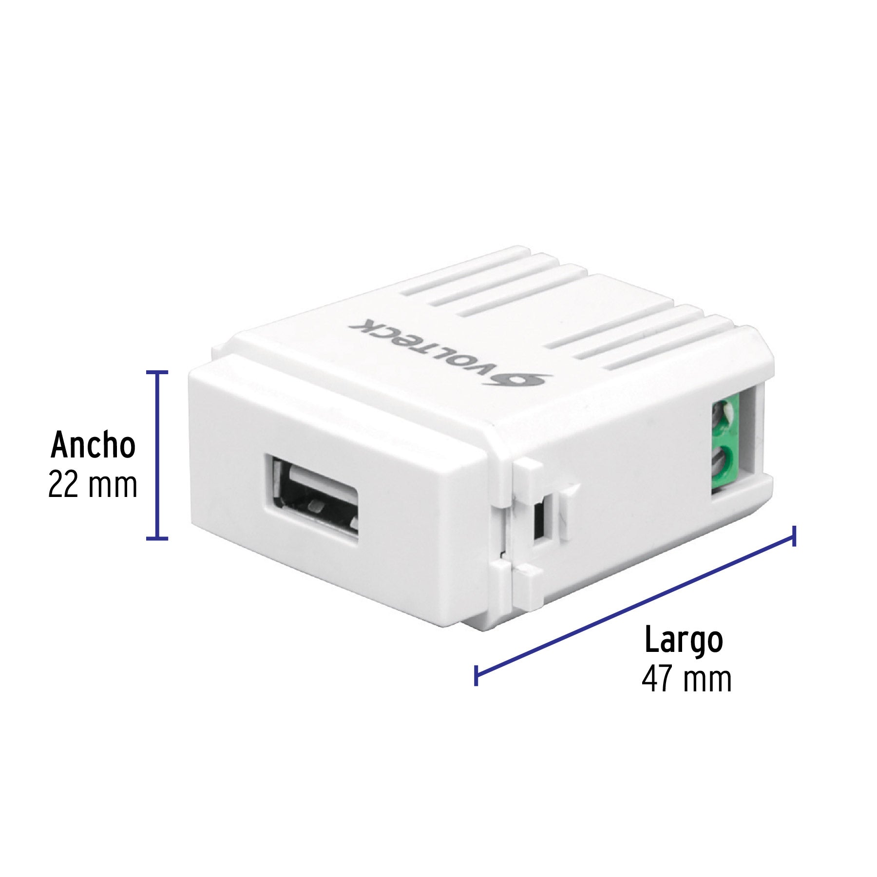 Módulo puerto USB, línea Italiana, color blanco, Volteck | CUSB-IB | 48109