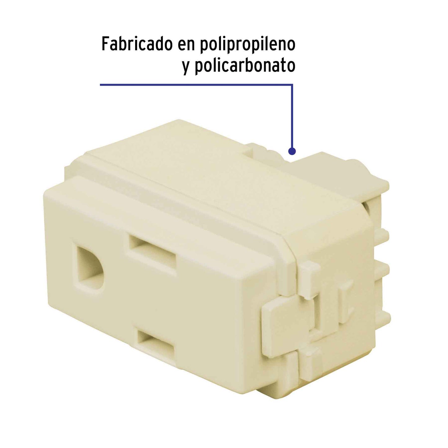 Contacto sencillo, 2 polos + tierra, línea Italiana, marfil | COA-I | 48112