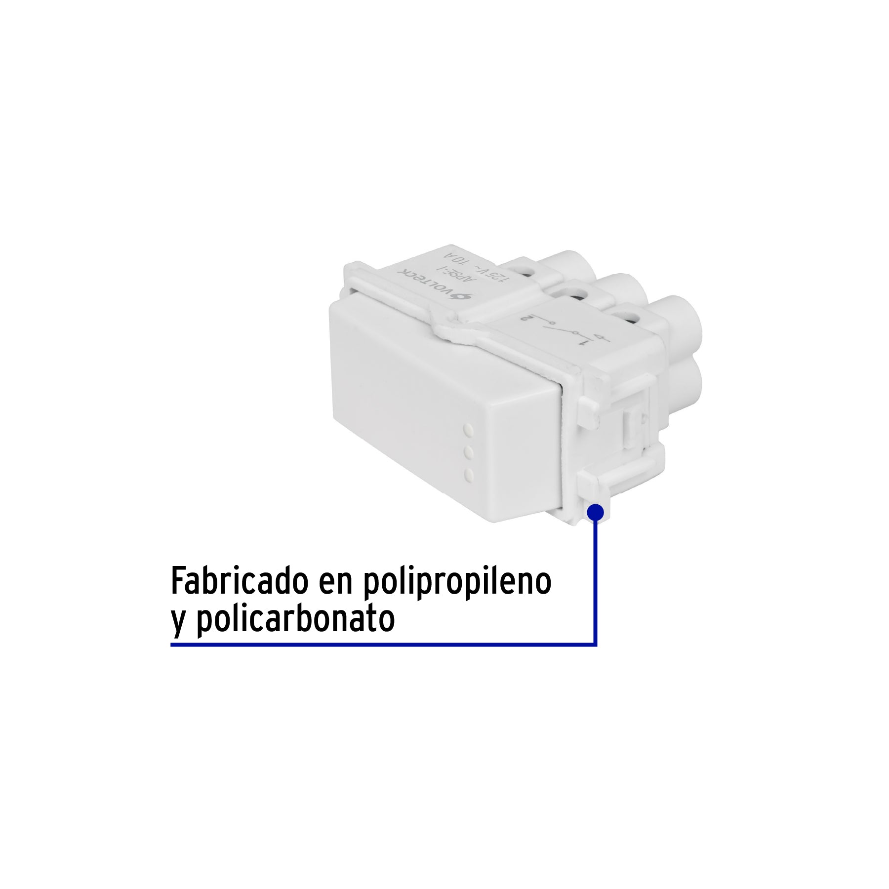 Interruptor sencillo, línea Italiana, color blanco, Volteck | APSE-IB | 48132