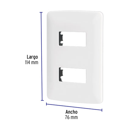 Placa 2 módulos de ABS, línea Italiana, color blanco | PPDO-IB | 48133