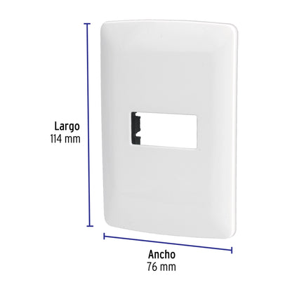 Placa 1 módulo de ABS, línea Italiana, color blanco, Volteck | PPSE-IB | 48134