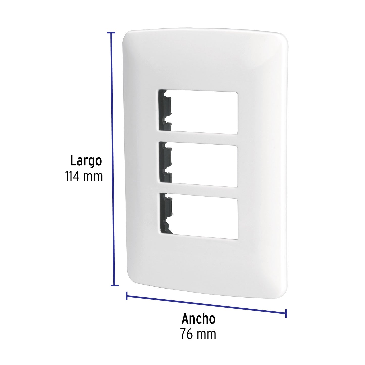 Placa 3 módulos de ABS, línea Italiana, color blanco | PPTR-IB | 48136