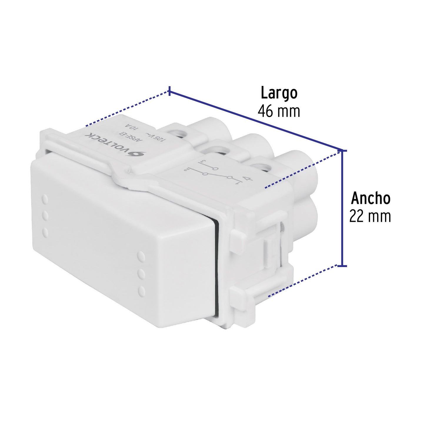 Interruptor de 3 vías, línea Italiana, color blanco, Volteck | APSE-EIB | 48137