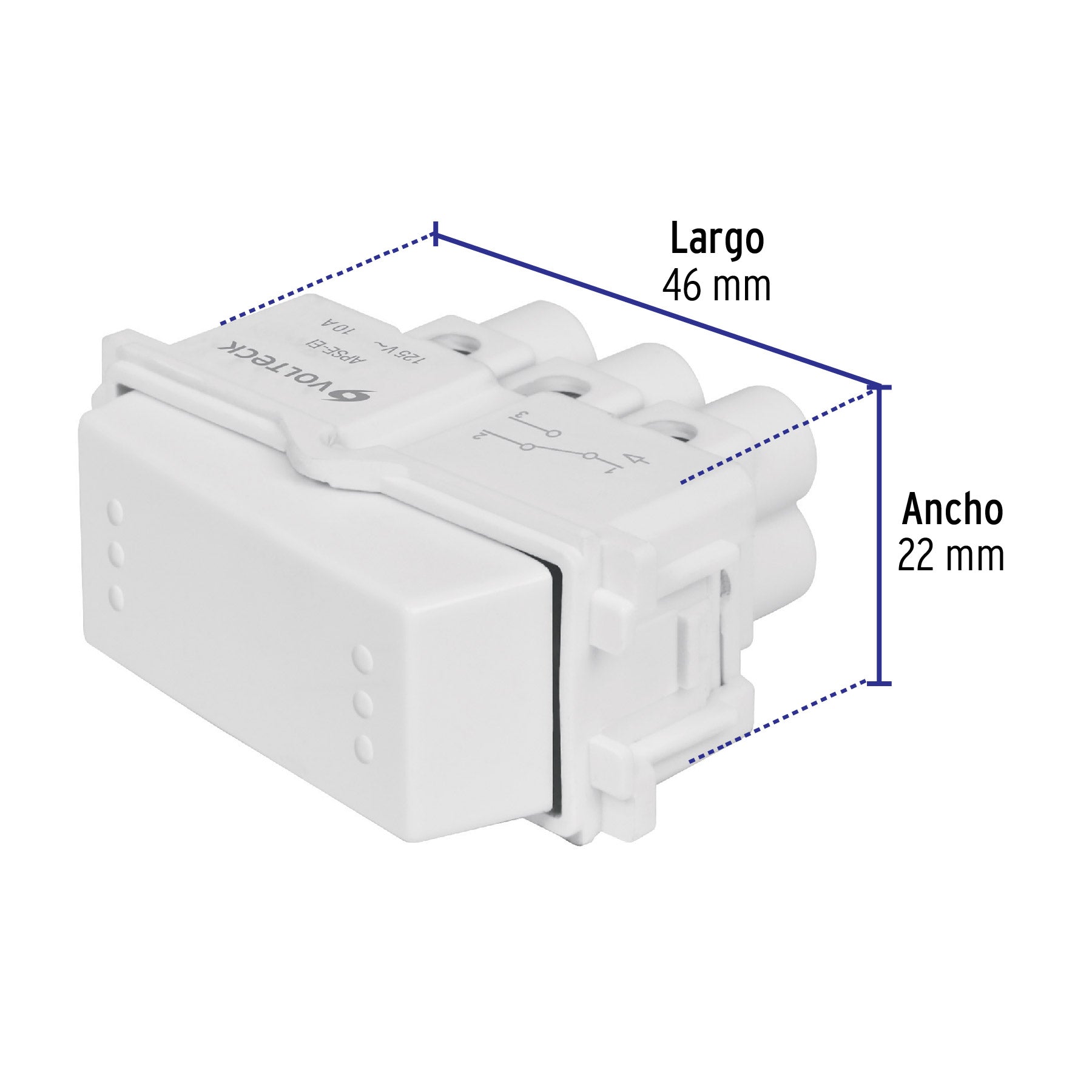Interruptor de 3 vías, línea Italiana, color blanco, Volteck | APSE-EIB | 48137