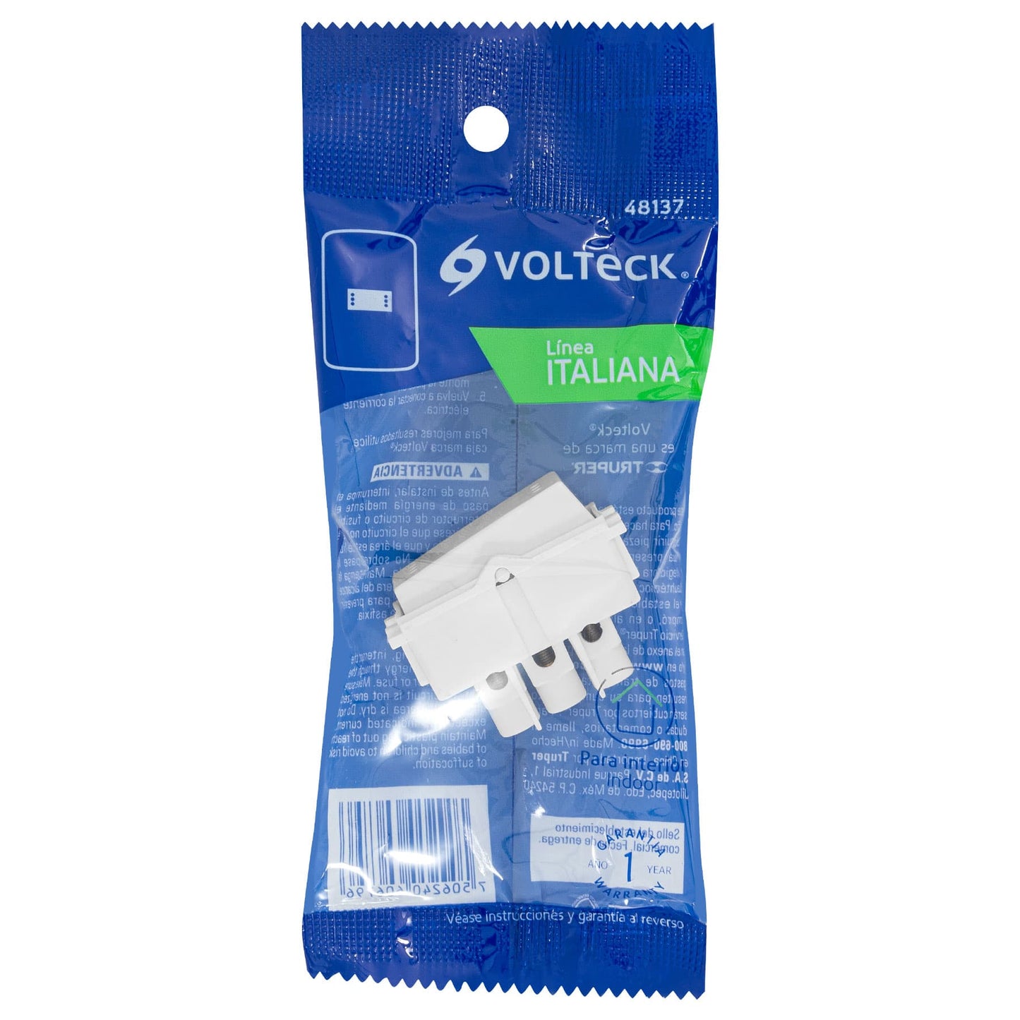 Interruptor de 3 vías, línea Italiana, color blanco, Volteck | APSE-EIB | 48137
