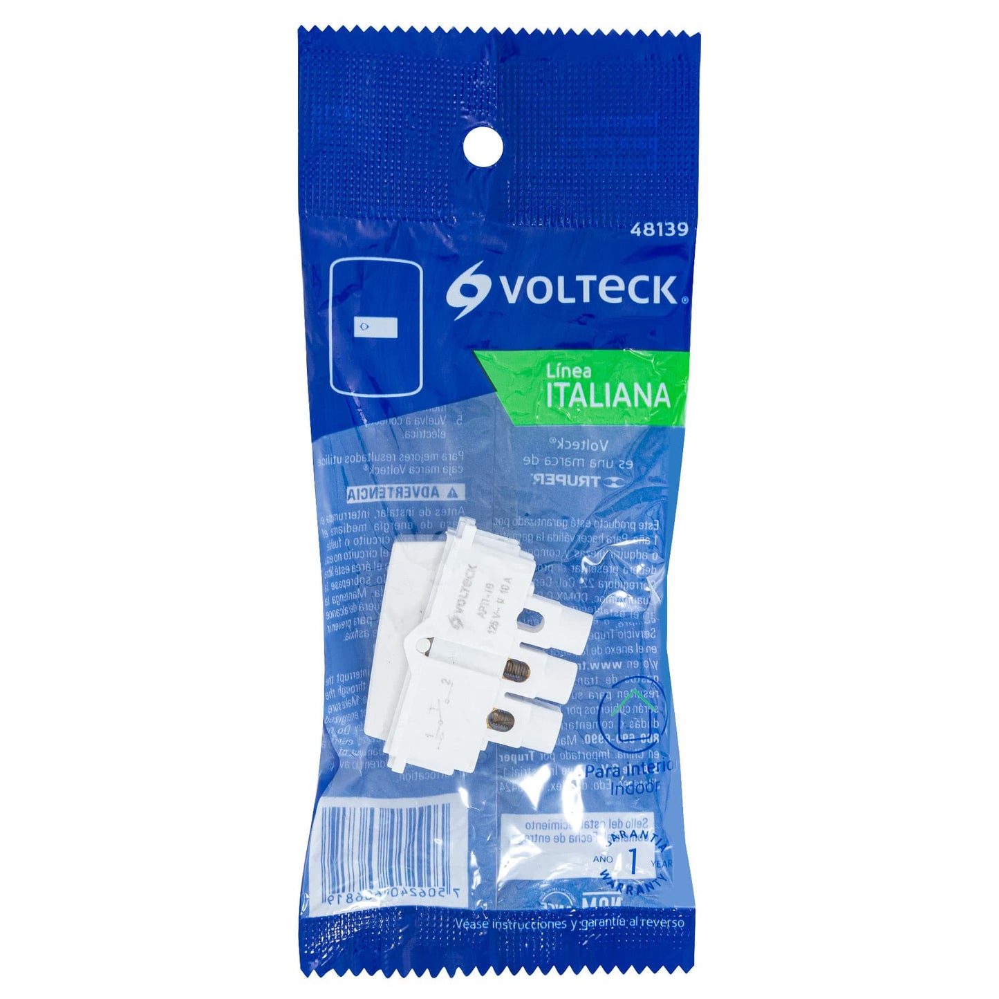 Interruptor para timbre, línea Italiana, color blanco | APTI-IB | 48139