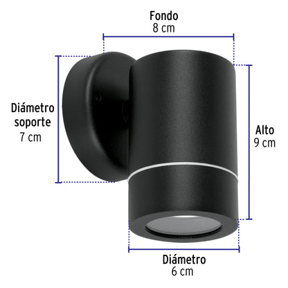 Arbotante de acento 1 spot negro, lámpara no incluida | ARB-203S | 48143