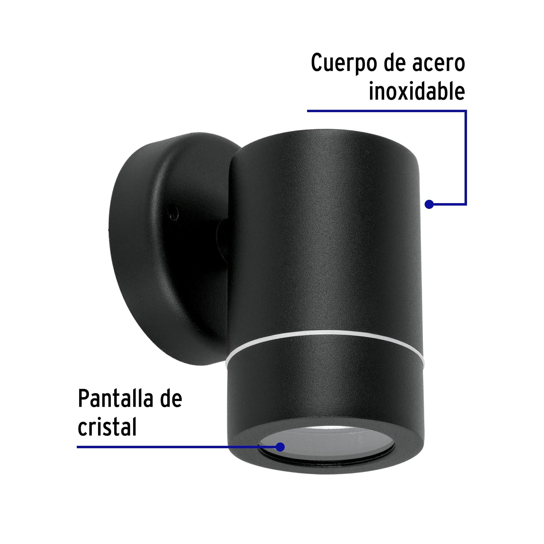 Arbotante de acento 1 spot negro, lámpara no incluida | ARB-203S | 48143