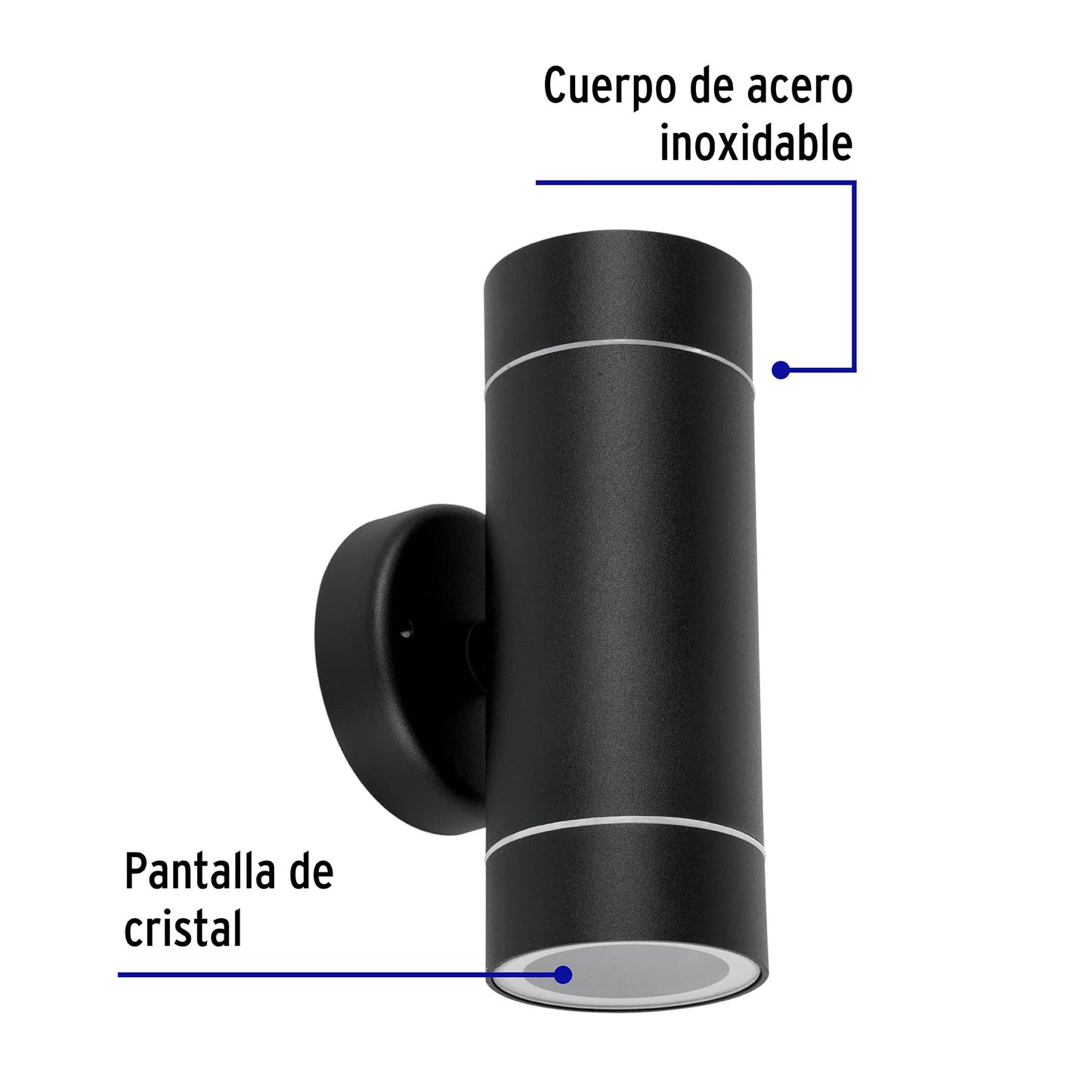 Arbotante de acento 2 spots negro, lámparas no incluidas | ARB-204S | 48144