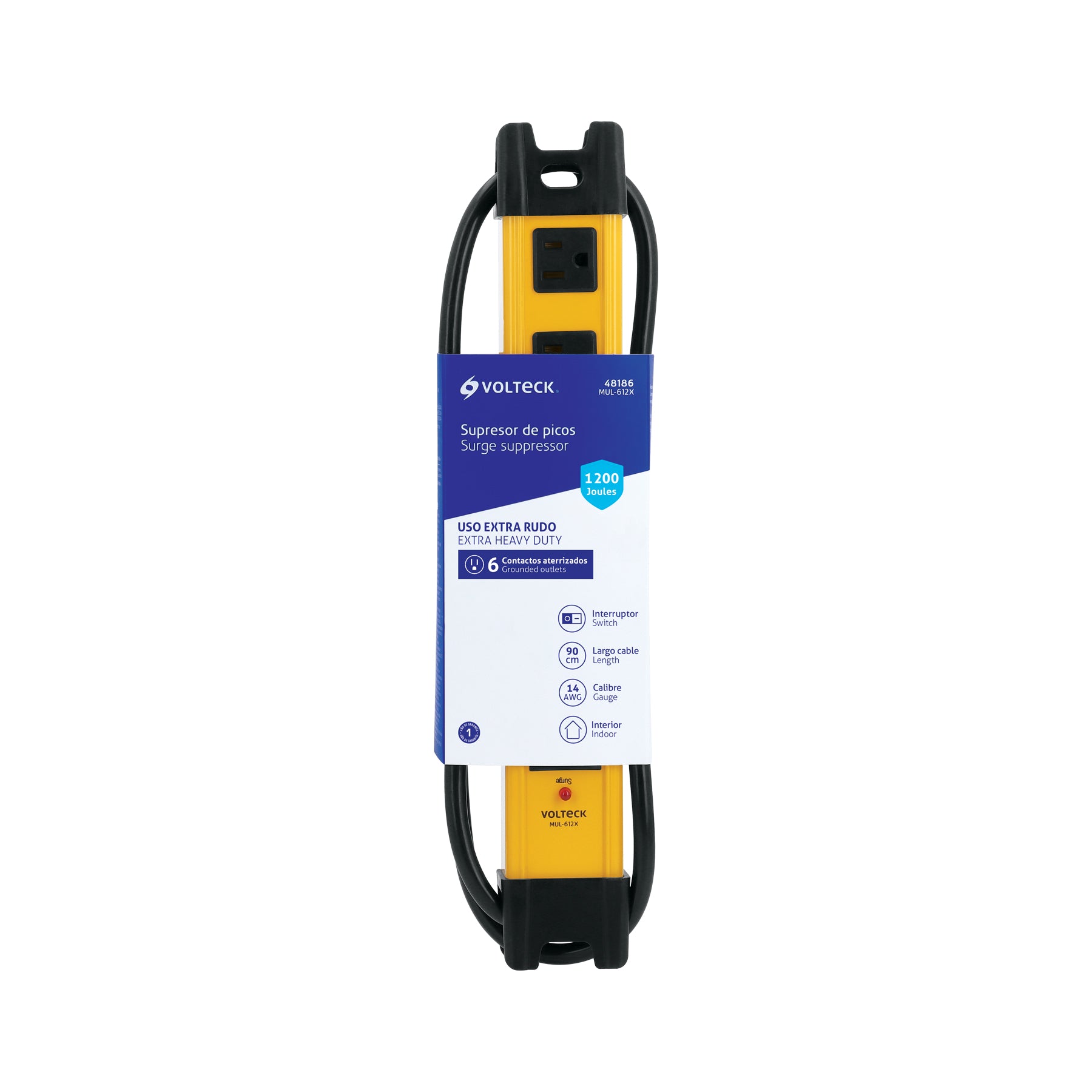 Multicontacto 14 AWG industrial supresor de picos 6 entradas | MUL-612X | 48186