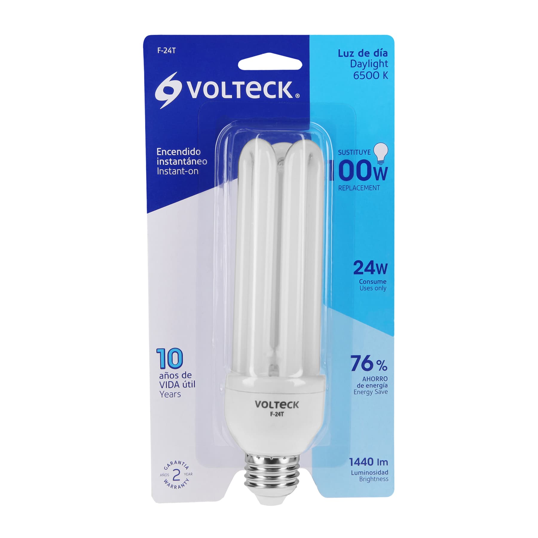 Lámpara triple T4 24 W luz de día en blíster, Volteck | F-24T | 48227