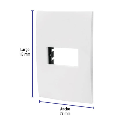Placa 1 módulo de ABS, línea Oslo, color blanco, Volteck | PPSE-OB | 48303