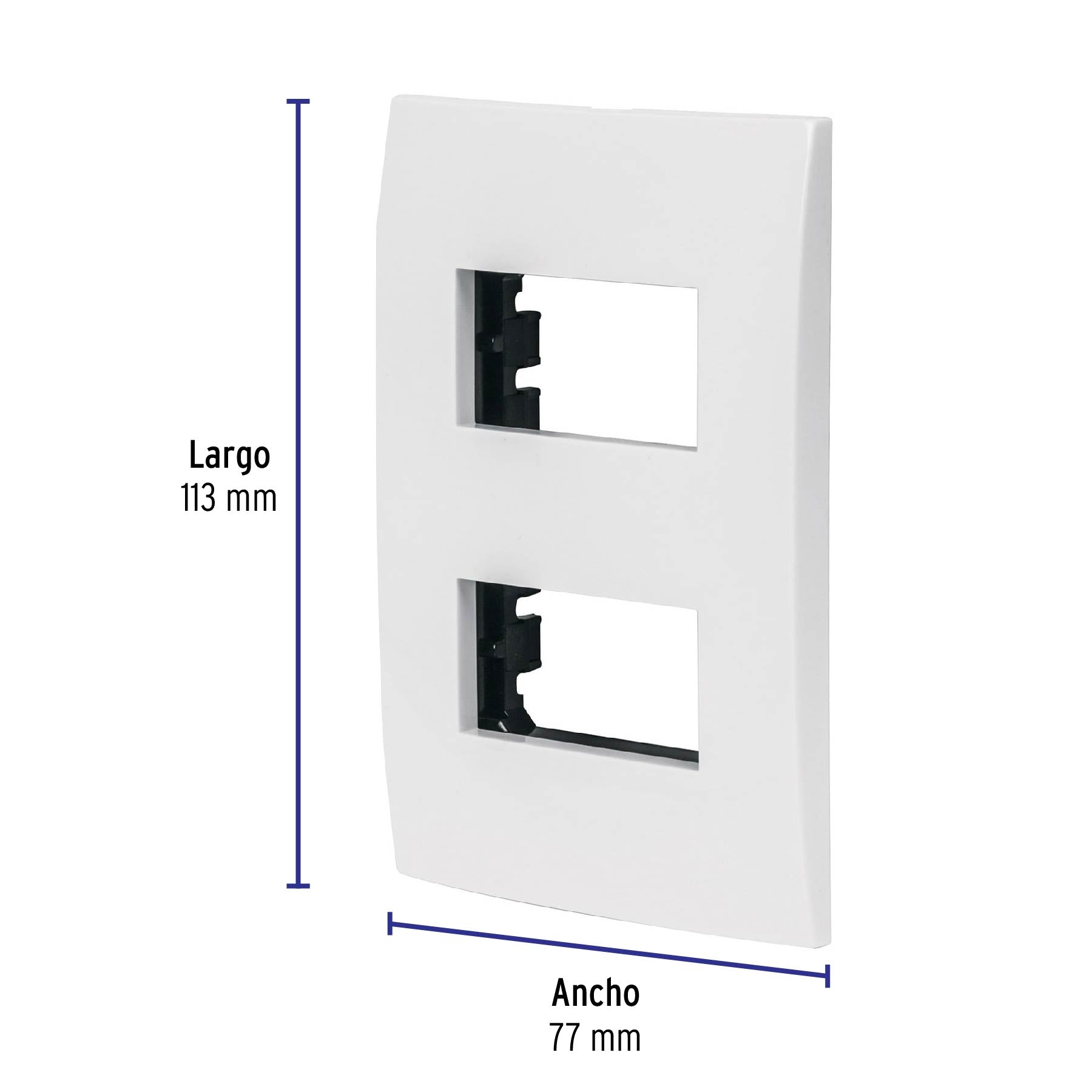 Placa 2 módulos de ABS, línea Oslo, color blanco, Volteck | PPDO-OB | 48304