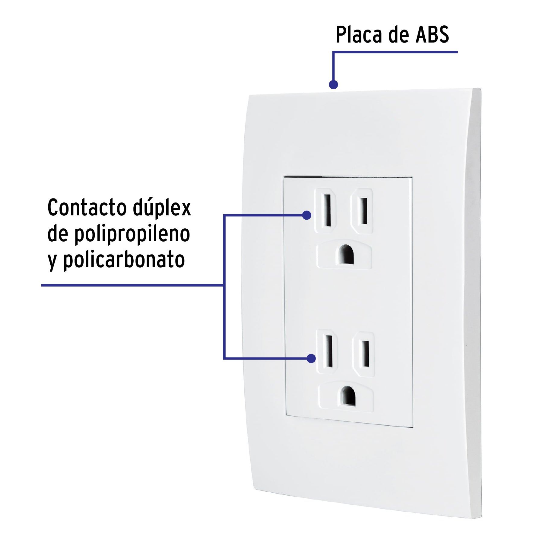 Contacto dúplex, 2 polos + tierra, línea Oslo, blanco | CODO-OB | 48309