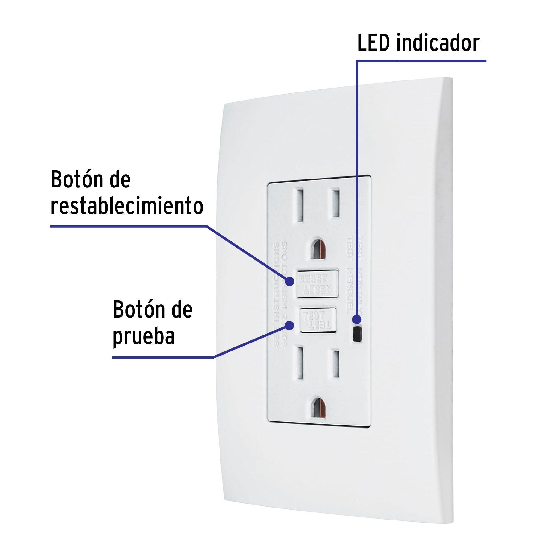 Contacto dúplex falla a tierra GFCI (ICFT), Oslo, Volteck | CODO-GFCIOB | 48310