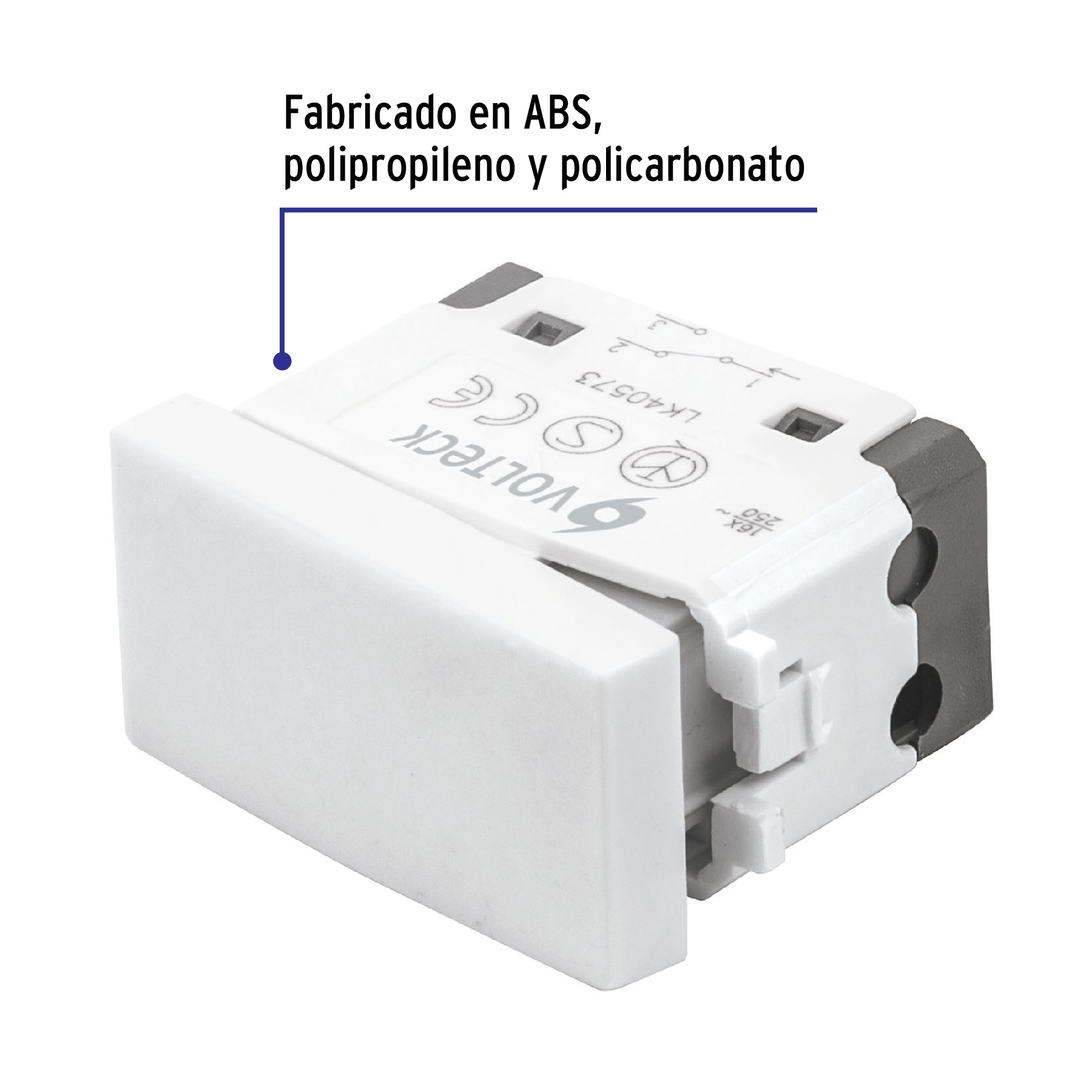 Interruptor de 3 vías, línea Oslo, color blanco, Volteck | APSE-EOB | 48321
