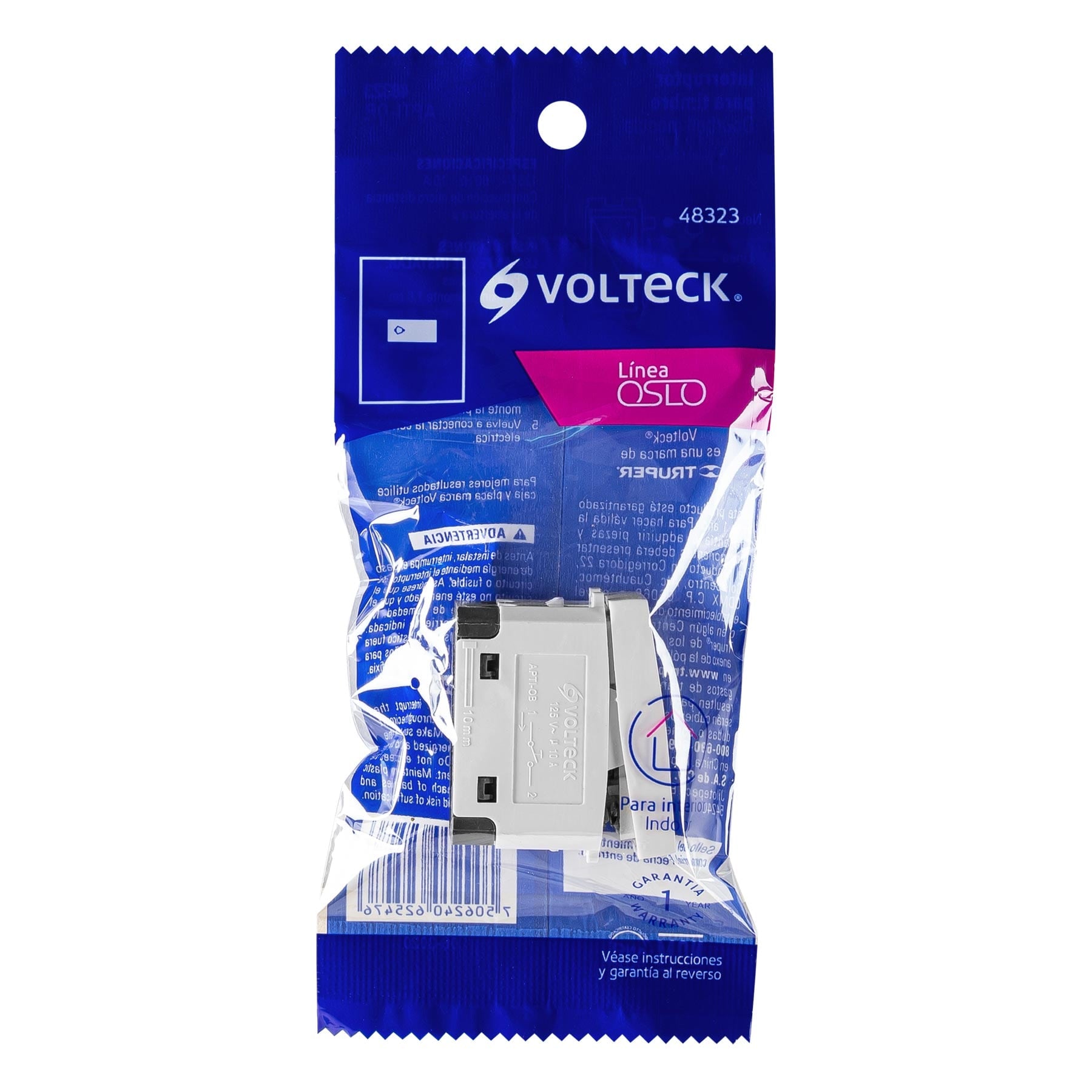 Interruptor para timbre, línea Oslo, color blanco, Volteck | APTI-OB | 48323