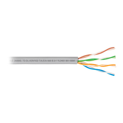 Metro de cable UTP CAT5E, Bobina de 100m, gris, VOLTECK | CBR-51G | 48387