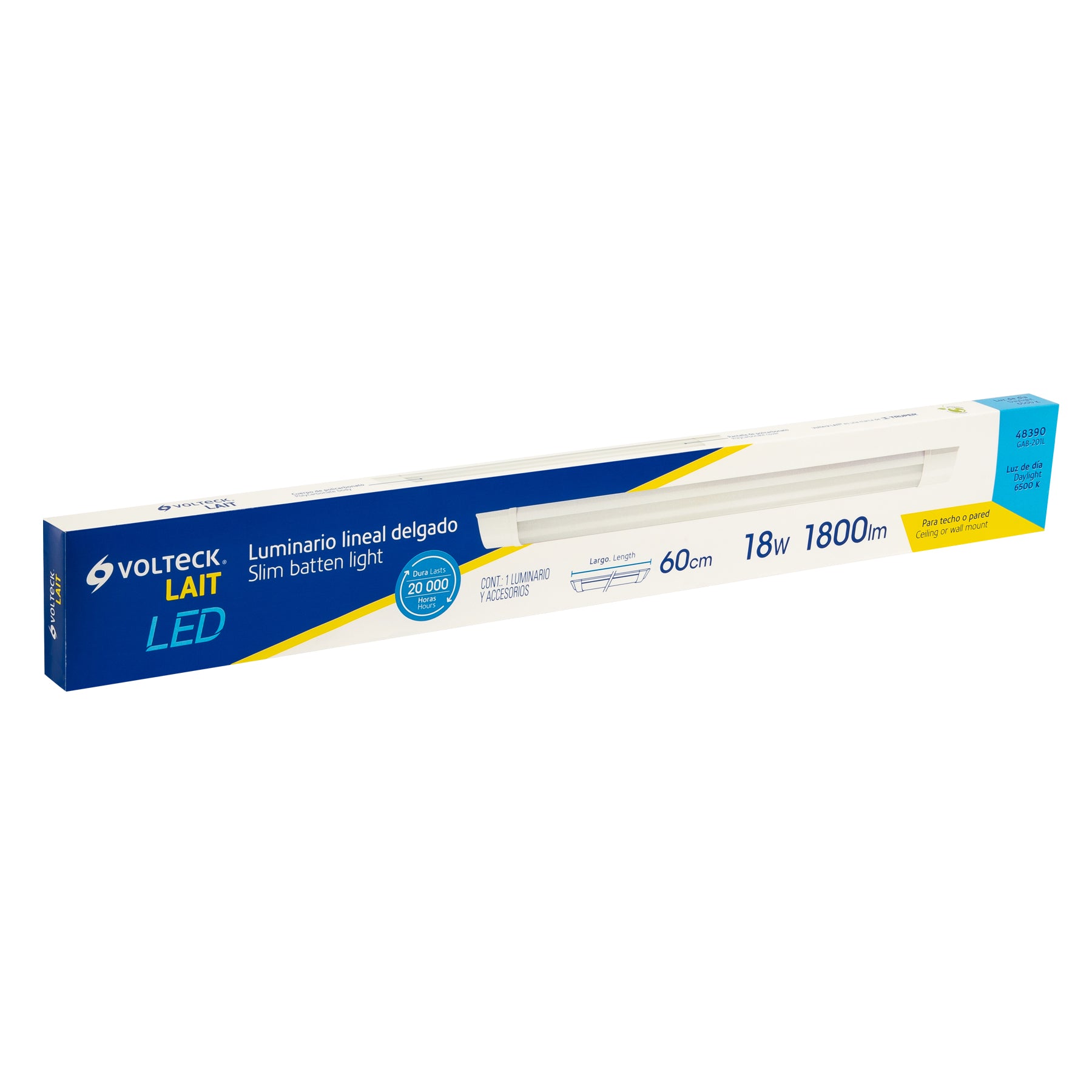 Luminario lineal delgado de LED 18 W para gabinete, Volteck | GAB-201L | 48390