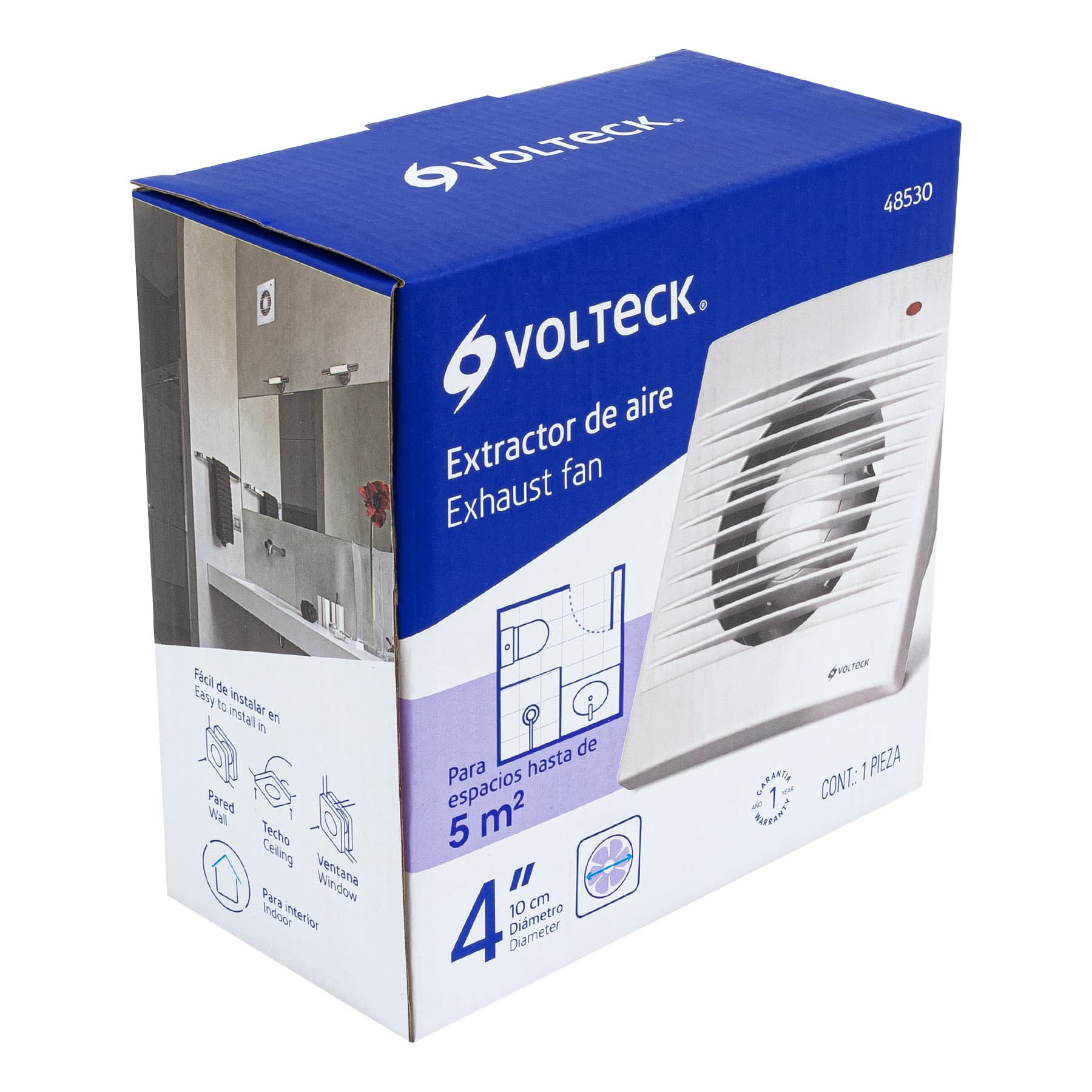 Extractor de aire de 4', blanco, VOLTECK | EXA-4B | 48530