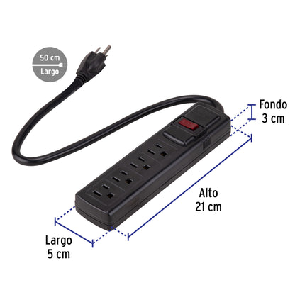 Multicontacto doméstico con 4 entradas, negro, VOLTECK | MUL-4N | 48539