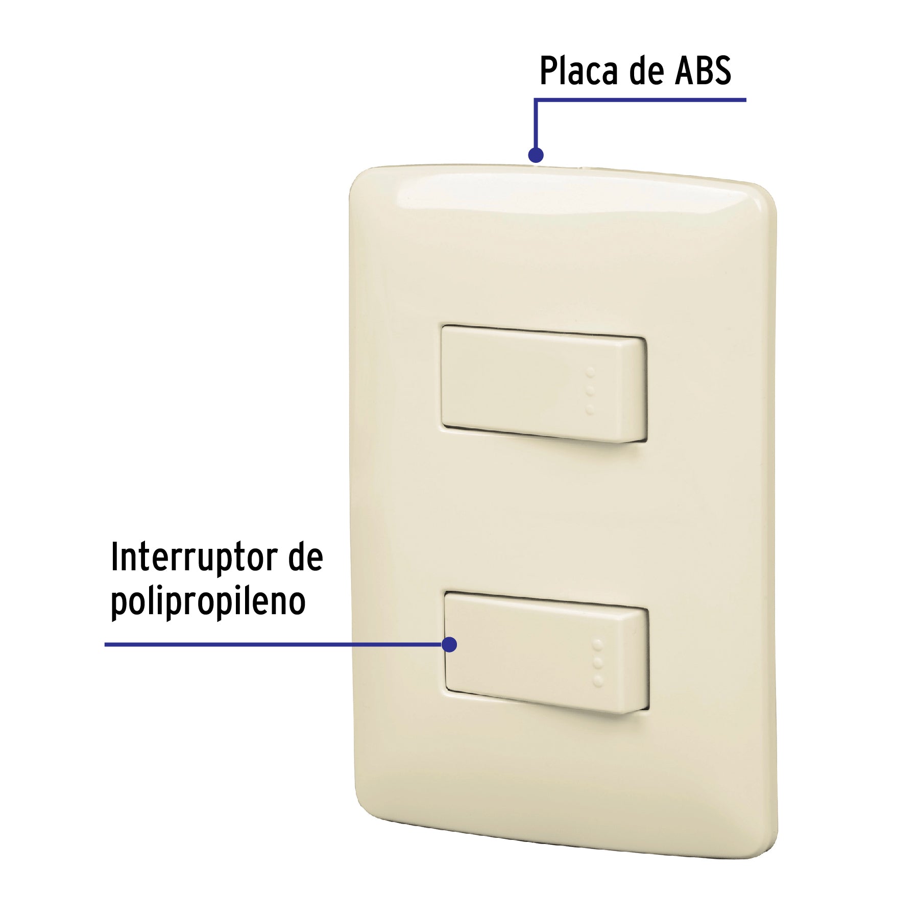 Placa armada 1 interruptor escalera, marfil, línea Italiana | PA-APDO-EI | 48663