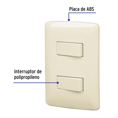 Placa armada 1 interruptor escalera, marfil, línea Italiana | PA-APDO-EI | 48663