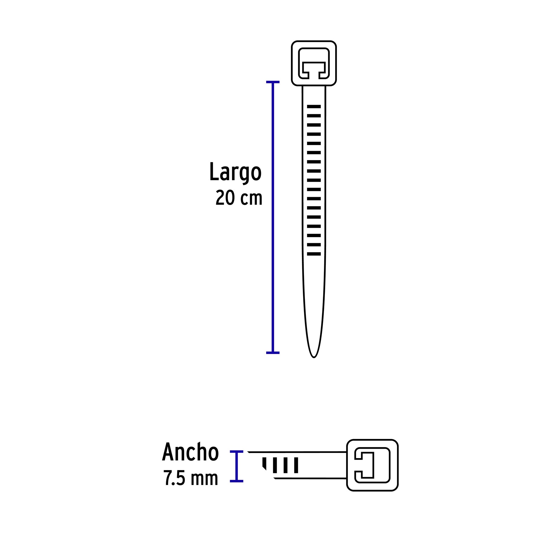 Bolsa c/10 cinchos plásticos 120 lb, 200 x 7.5 mm, naturales | CIN-12020 | 48981