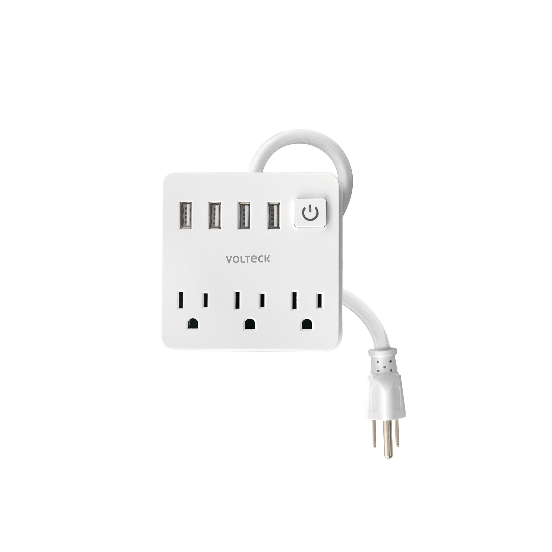 Multicontacto 16 AWG doméstico 3 entradas 4 ptos USB, blanco | MUL-3U | 49322
