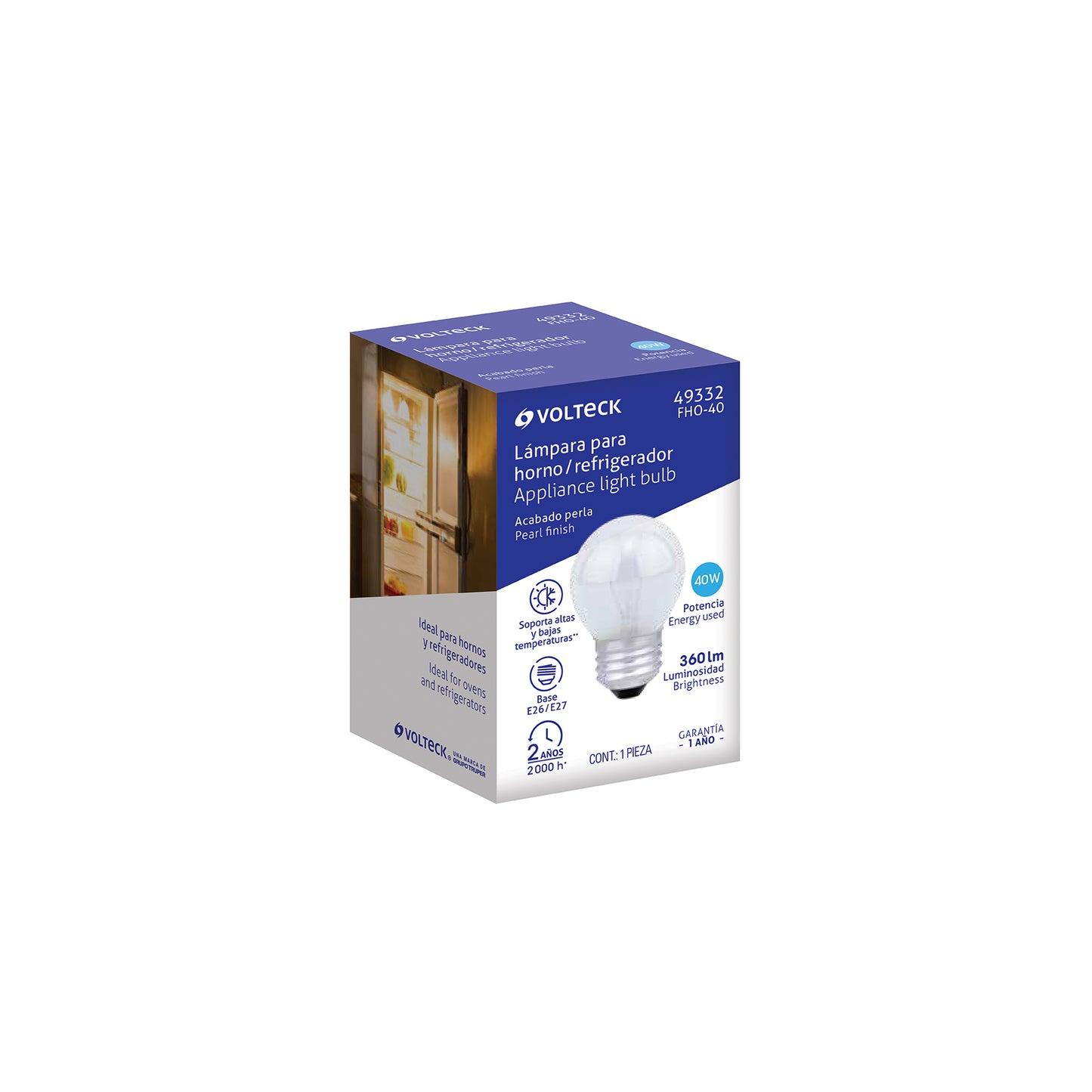 Foco incandescente 40W para horno/refrigerador, perla | FHO-40 | 49332