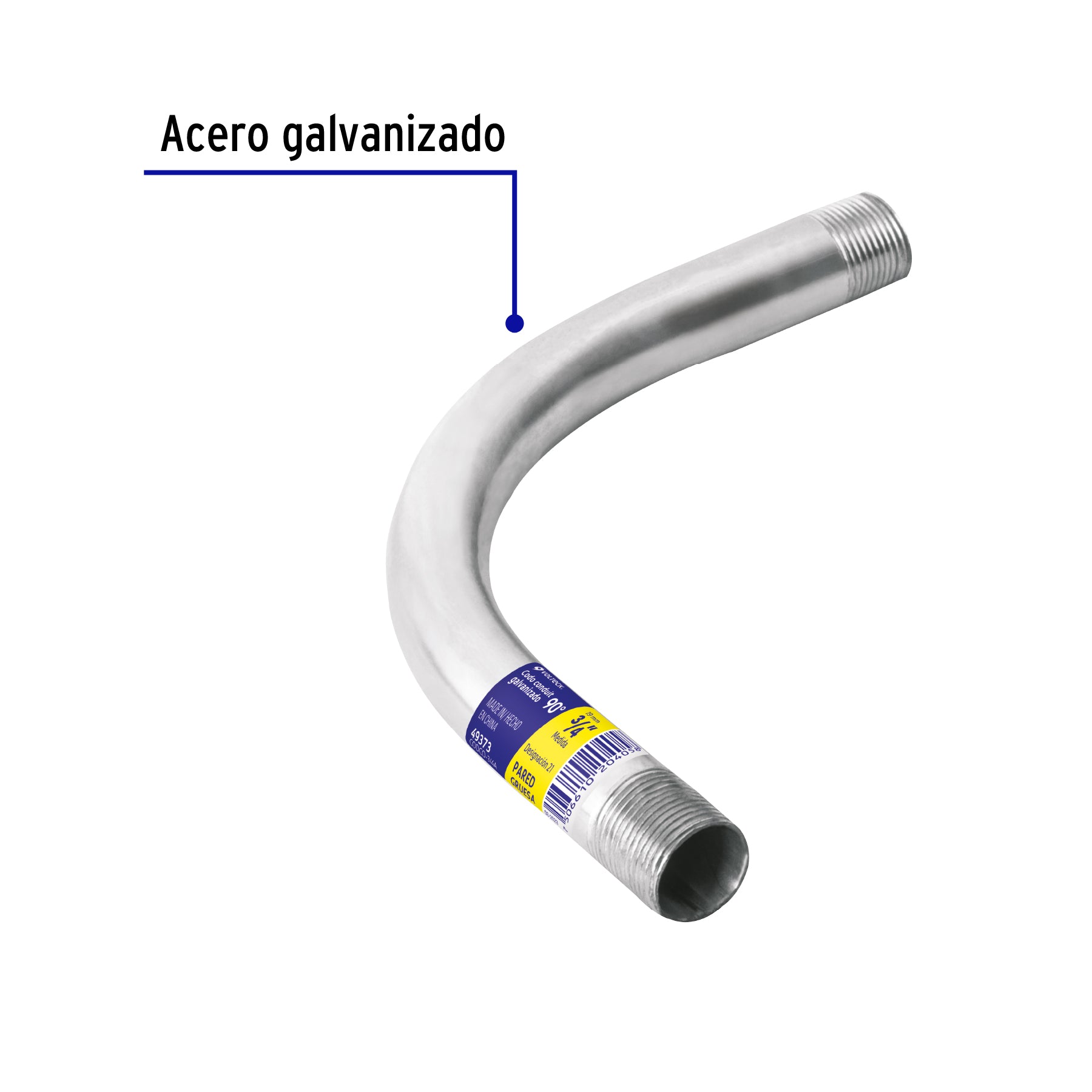 Codo Conduit 90° 3/4' pared gruesa (2 mm), et. amarilla | CODCO-3/4A | 49373
