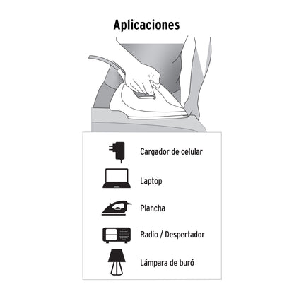 Extensión doméstica aterrizada 4 m blanca con clavija plana | EDA-4B | 49570