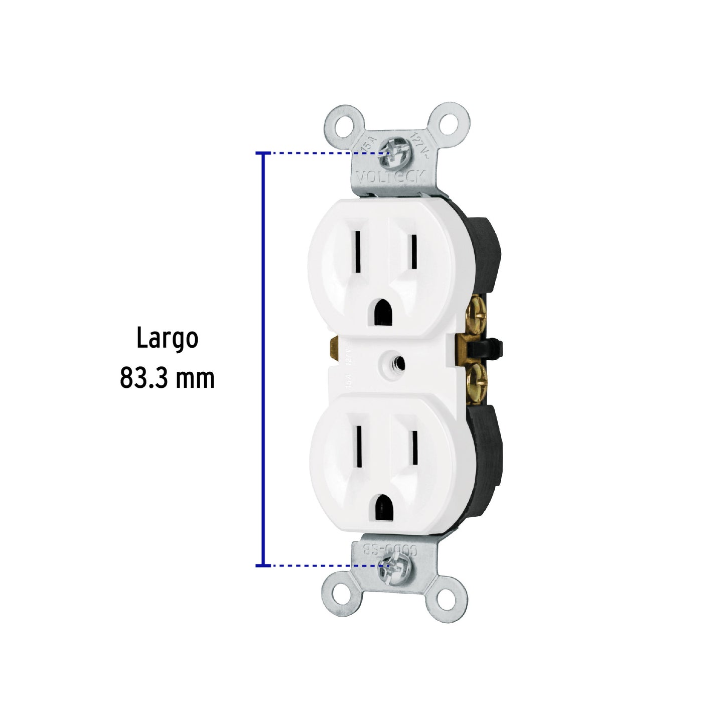 Contacto dúplex, 2 polos 3 hilos, Standard, blanco, Volteck | CODO-SB | 49710