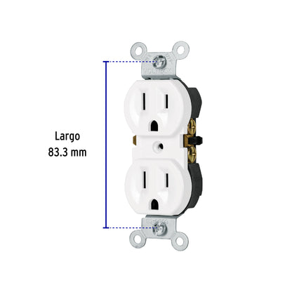 Contacto dúplex, 2 polos 3 hilos, Standard, blanco, Volteck | CODO-SB | 49710