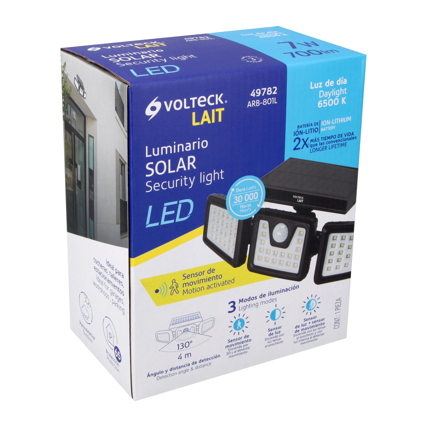 Luminario Solar LED 7 W con sensor de movimiento, Volteck | ARB-801L | 49782