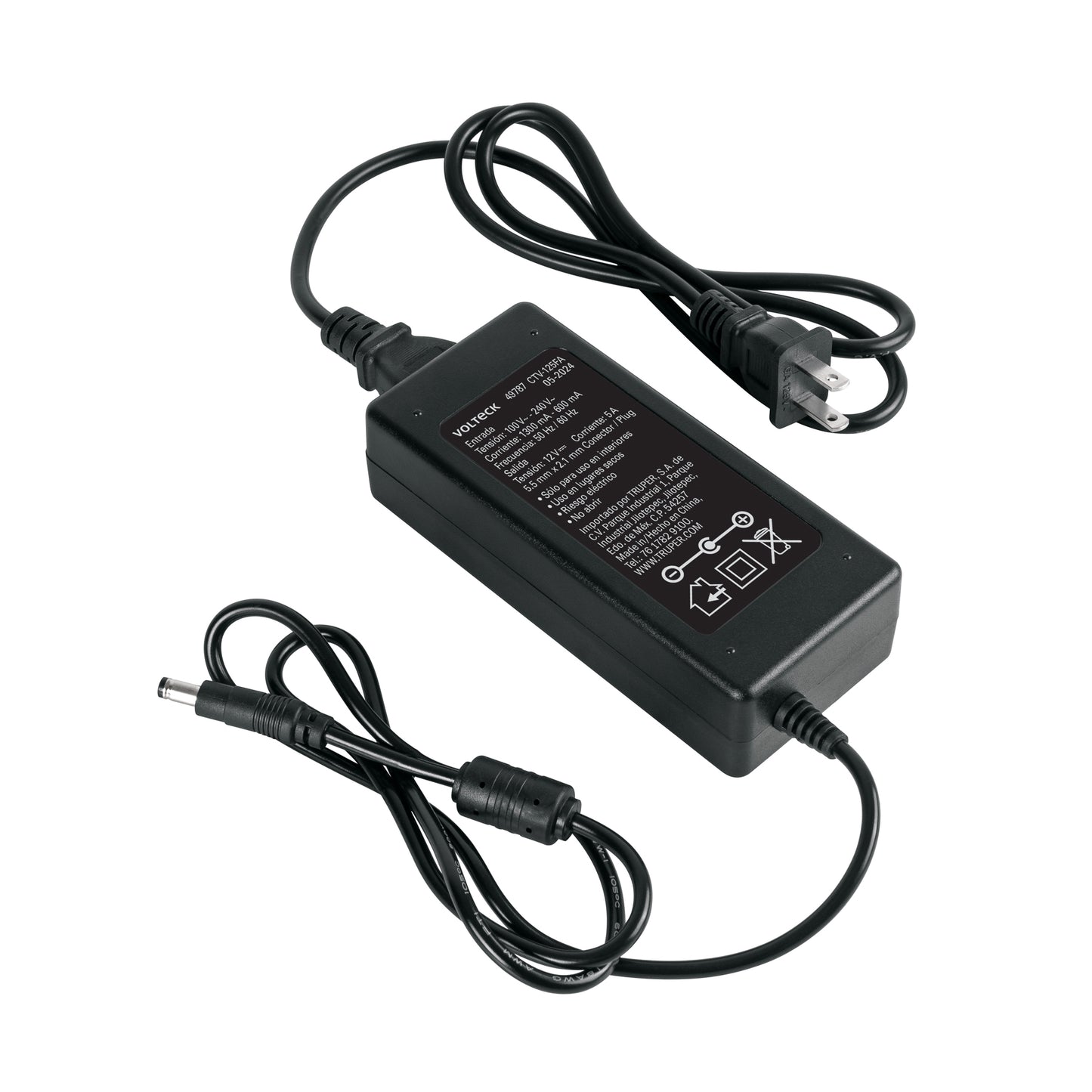 Fuente de Alimentación 12V 5A para CCTV, Volteck | CTV-125FA | 49787