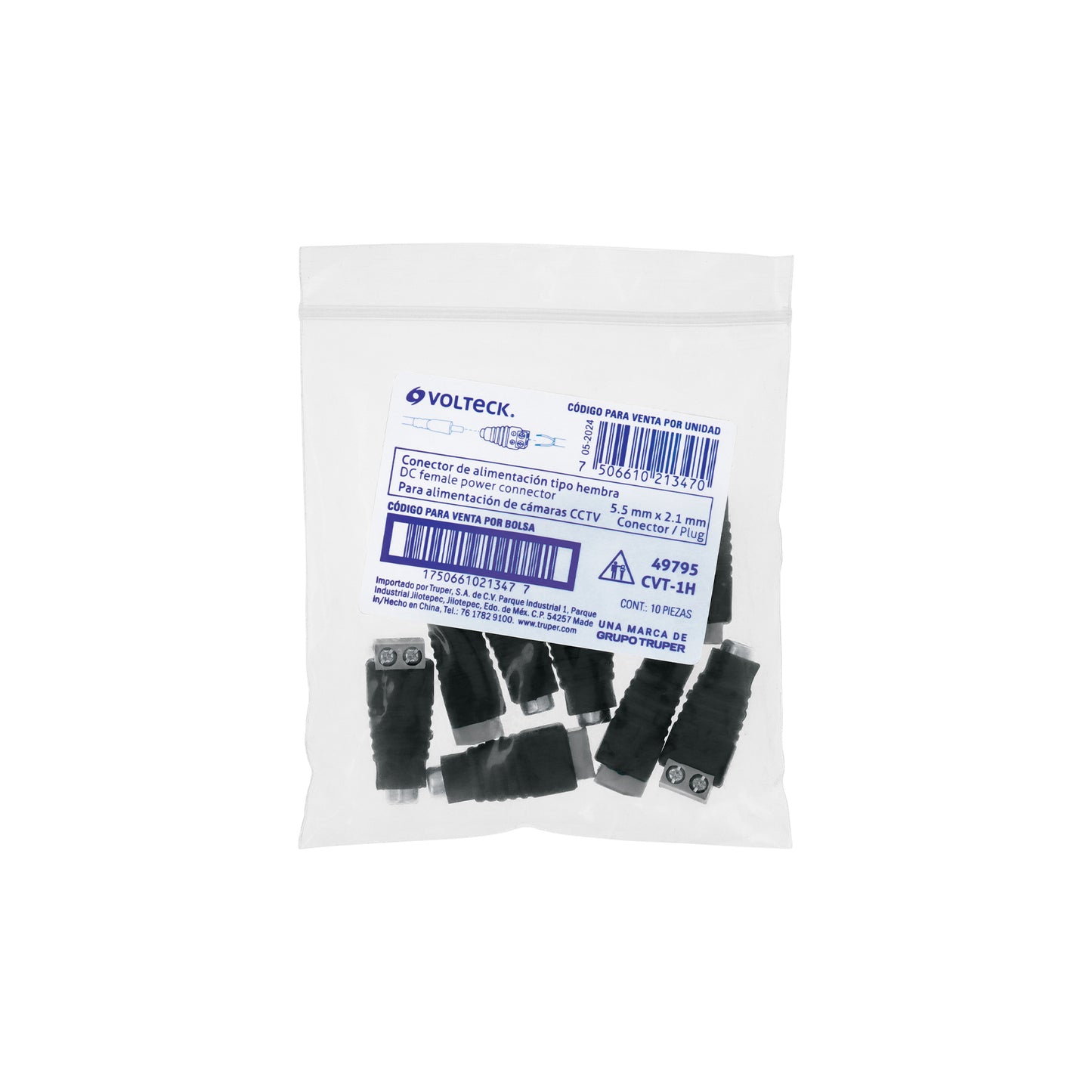 Conector de energía para CCTV tipo hembra, Volteck | CTV-1H | 49795