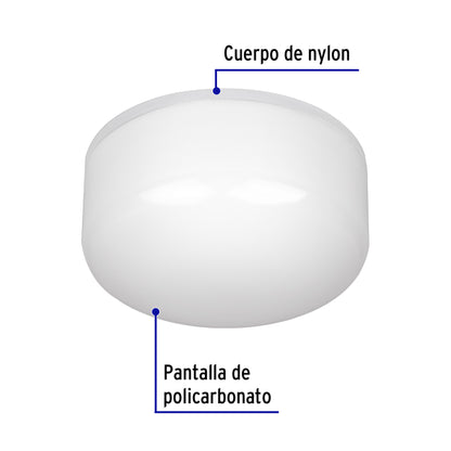 Luminario LED plafón 15W 6500K, con base E26, VOLTECK | PLA-800L | 49804