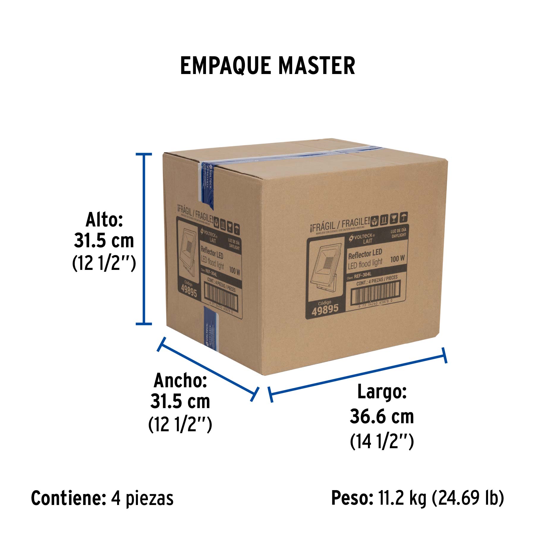 Reflector LED para exteriores 100W 6500K, VOLTECK | REF-304L | 49895