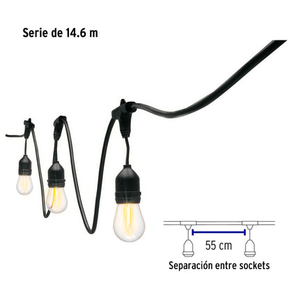 Serie de 14.6 m con 24 luces de LED para exterior, Volteck | SL-14L | 49991