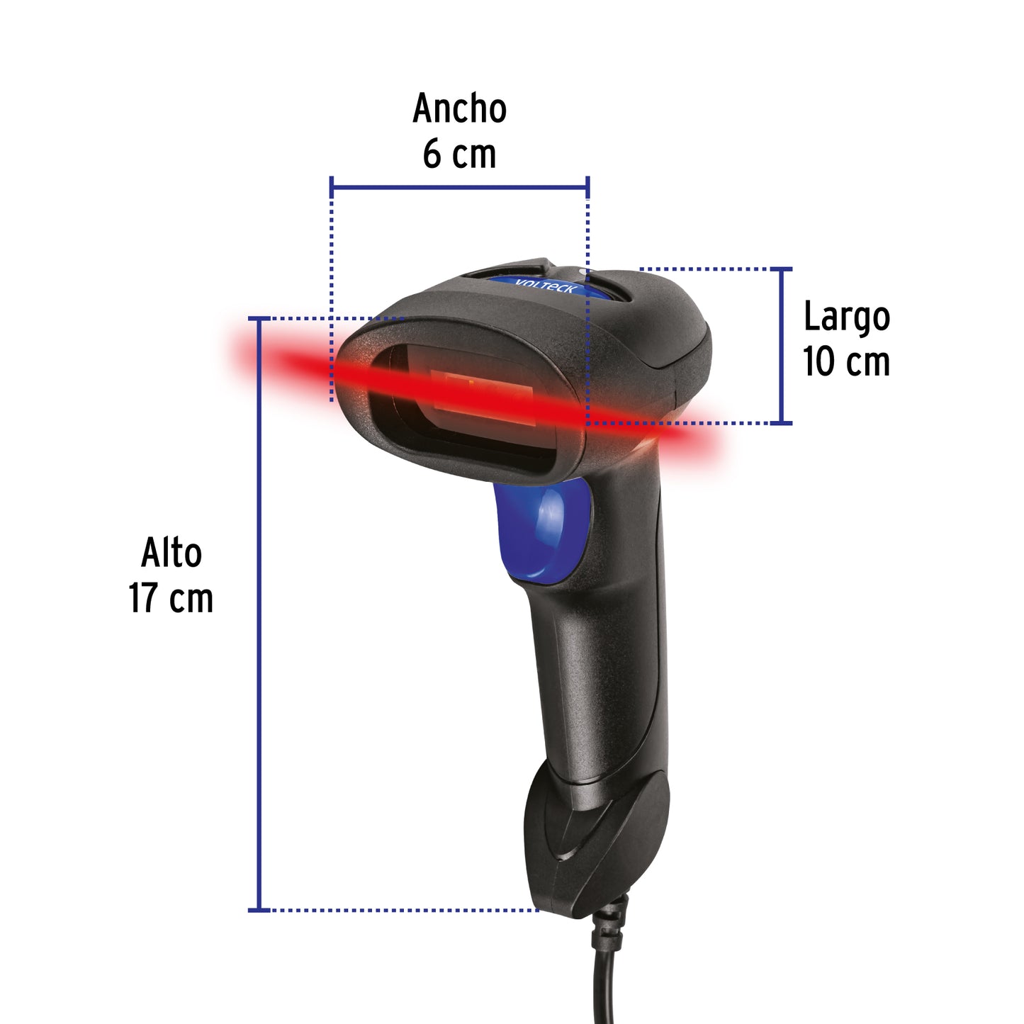 Lector de código de barras 2D, alámbrico, USB, VOLTECK | PDV-12L | 44195